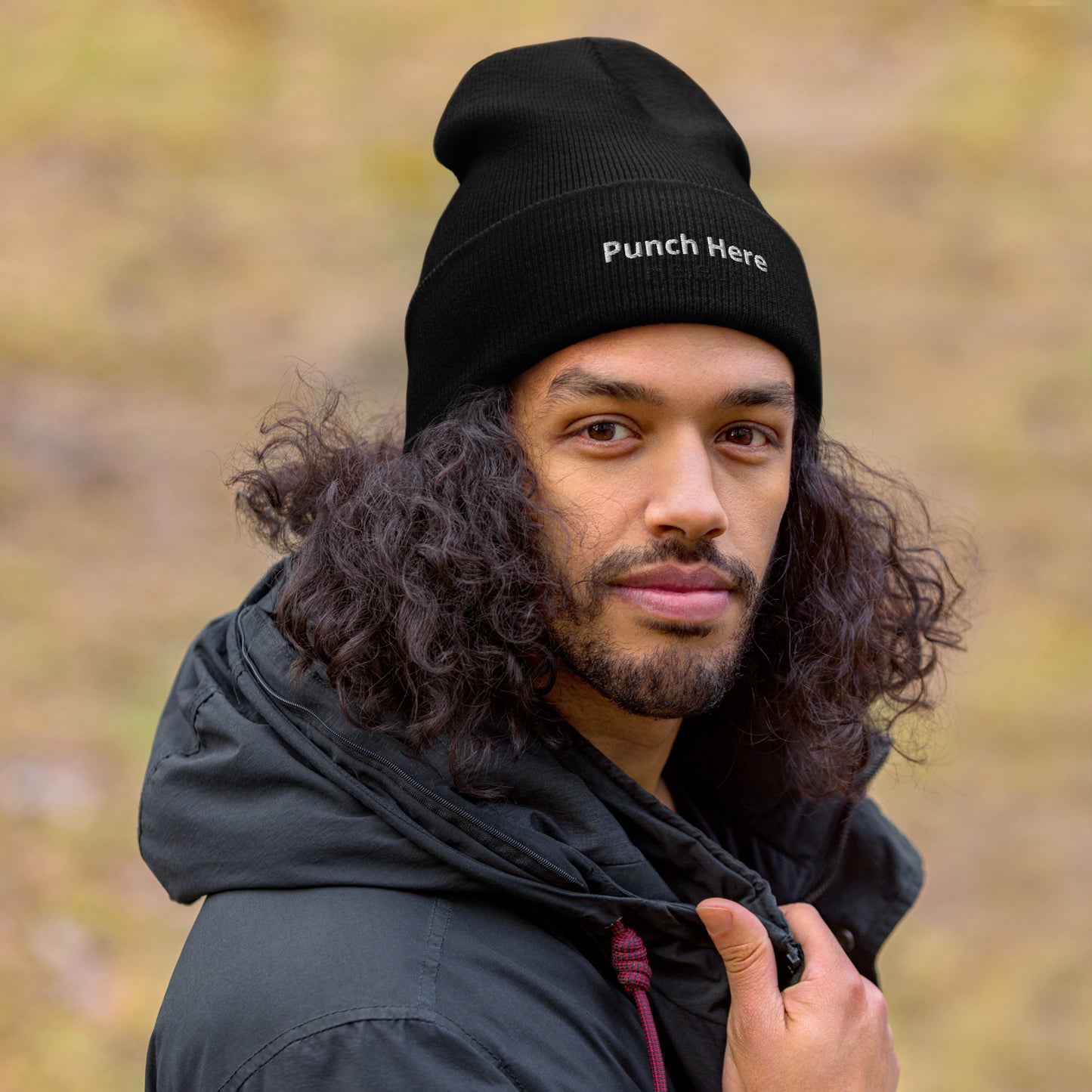 Heleus "Punch Here" Cuffed Beanie