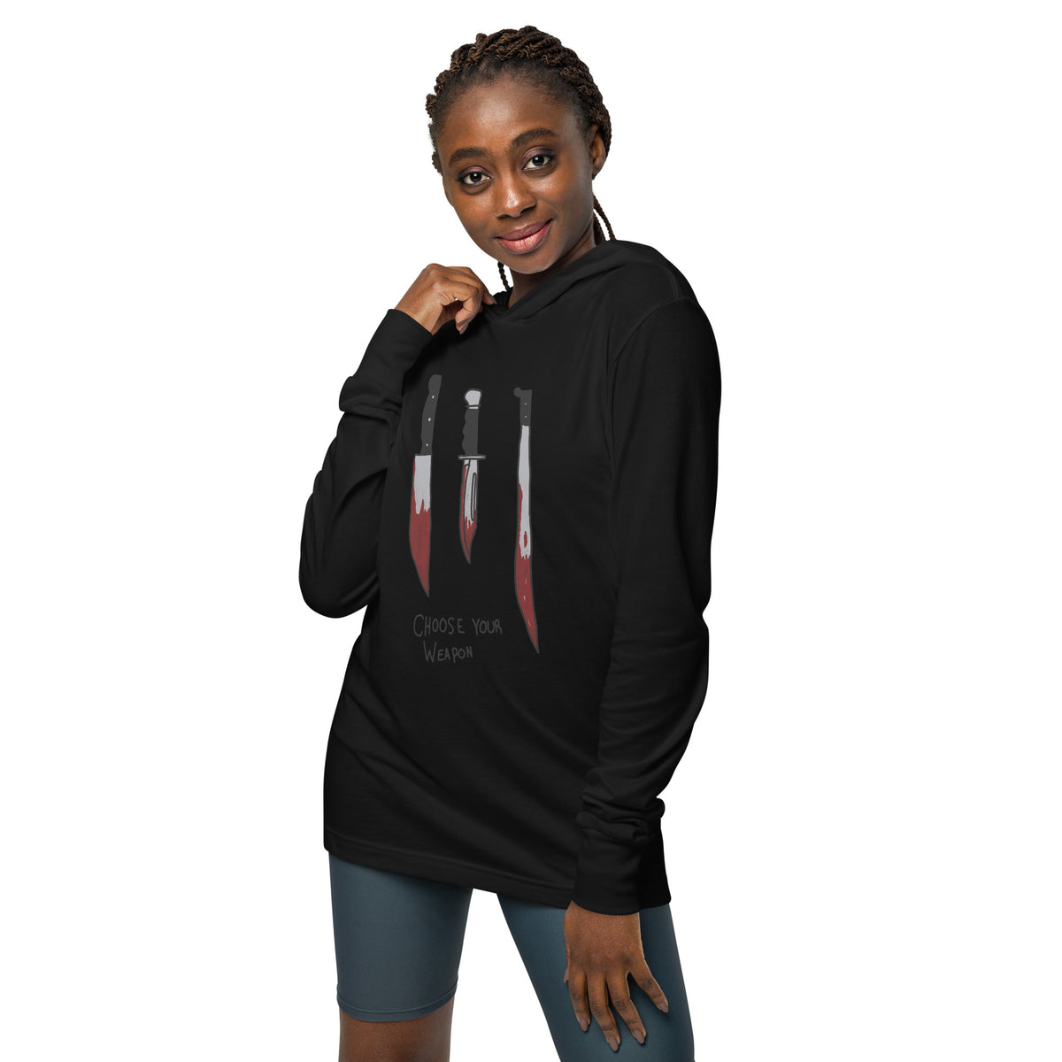 Heleus "Choose Your Weapon" Hooded long-sleeve tee