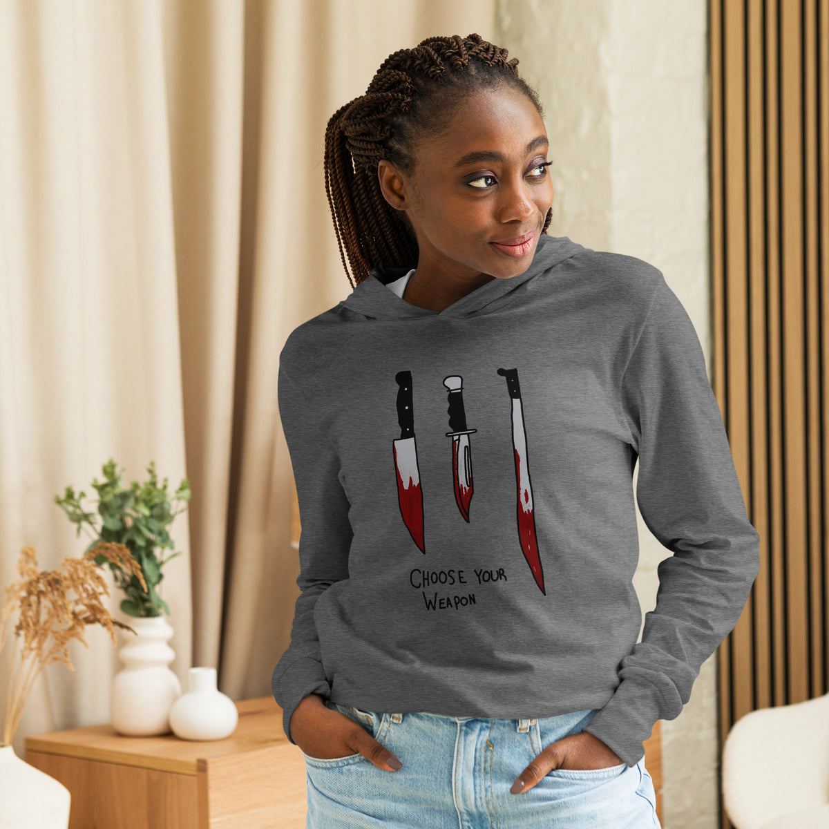 Heleus "Choose Your Weapon" Hooded long-sleeve tee